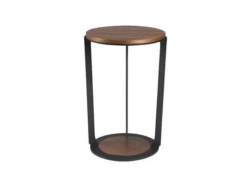 Hoektafel In Walnoothout En Zwart Staal 2116 Angel Cerda