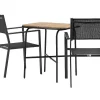 Holmbeck Tuinmeubelset Tafel, 2 Stoelen Naturel,Zwart.