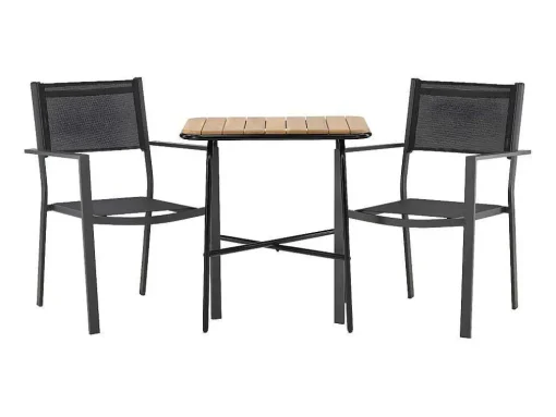 Holmbeck Tuinmeubelset Tafel, 2 Stoelen Naturel,Zwart.