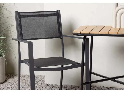 Holmbeck Tuinmeubelset Tafel, 2 Stoelen Naturel,Zwart.