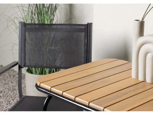 Holmbeck Tuinmeubelset Tafel, 2 Stoelen Naturel,Zwart.