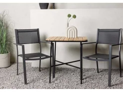 Holmbeck Tuinmeubelset Tafel, 2 Stoelen Naturel,Zwart.