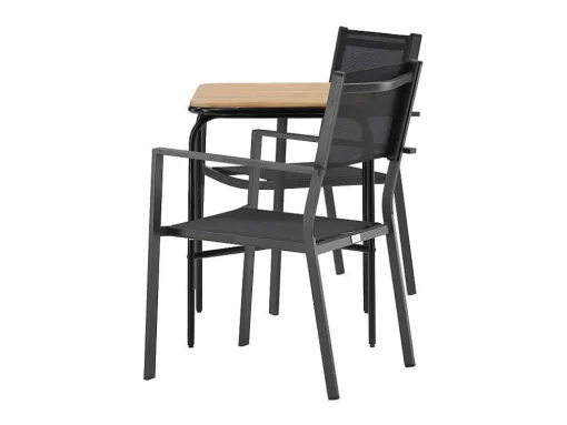 Holmbeck Tuinmeubelset Tafel, 2 Stoelen Naturel,Zwart.