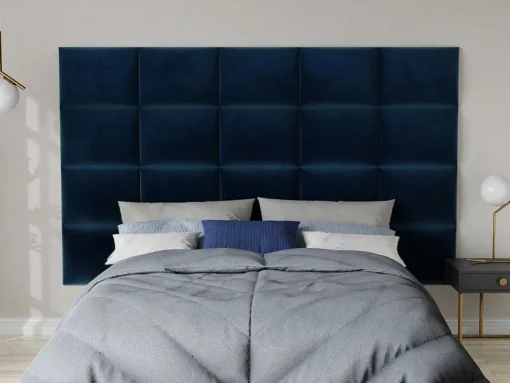 Hoofdeinde Wandpanelen Bartel - 200 Cm - Fluweel - Blauw - Van Pascal Morabito