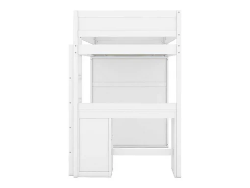 Hoogslaper 90 X 200 Cm Met Bureau + 2 Laden - Kledingkast Met Schuifdeur - Mdf Hout - Wit