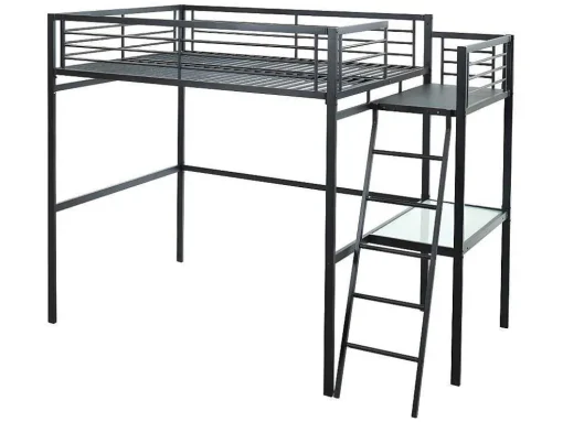 Hoogslaper Casual - Met Bureau - Kleur: Antraciet - Inclusief Matras 140 X 190 Cm