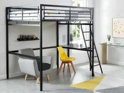 Hoogslaper Casual - Met Bureau - Kleur: Antraciet - Inclusief Matras 140 X 190 Cm