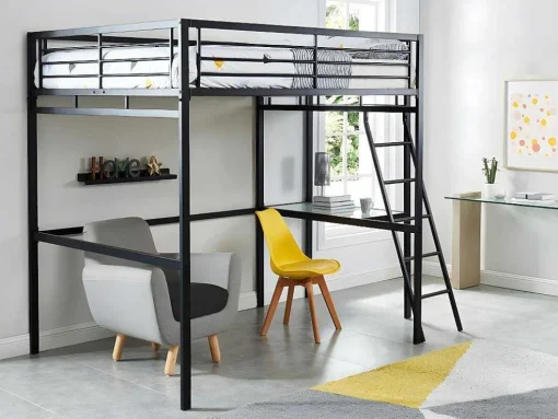 Hoogslaper Casual - Met Bureau - Kleur: Antraciet - Inclusief Matras 140 X 190 Cm