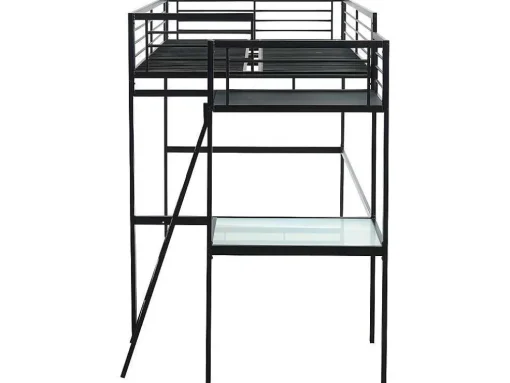 Hoogslaper Casual - Met Bureau - Kleur: Antraciet - Inclusief Matras 140 X 190 Cm