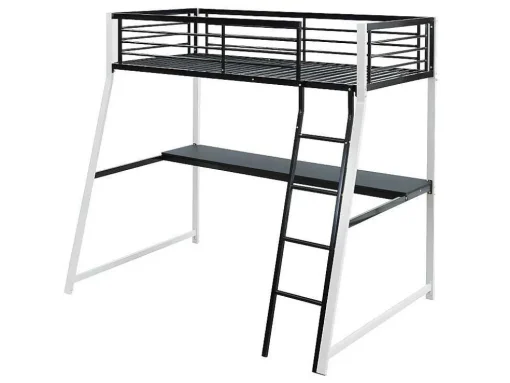 Hoogslaper Malicia - 90 X 190 Cm - Met Hoekbureau - Zwart En Wit + Matras
