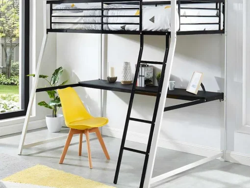 Hoogslaper Malicia - 90 X 190 Cm - Met Hoekbureau - Zwart En Wit + Matras