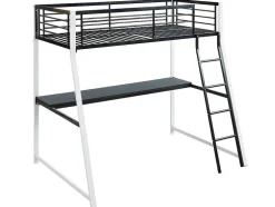 Hoogslaper Malicia - 90 X 190 Cm - Met Hoekbureau - Zwart En Wit + Matras