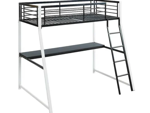 Hoogslaper Malicia - 90 X 190 Cm - Met Hoekbureau - Zwart En Wit + Matras