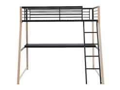 Hoogslaper Malicia - 90 X 190 Cm - Met Hoekbureau - Zwart En Eiken