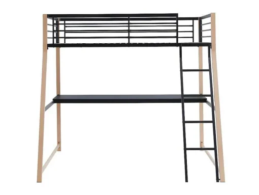 Hoogslaper Malicia - 90 X 190 Cm - Met Hoekbureau - Zwart En Eiken