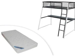 Hoogslaper Malicia - 90 X 190 Cm - Met Hoekbureau - Zwart En Wit + Matras