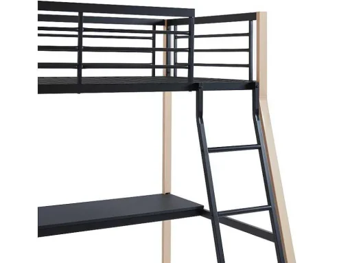 Hoogslaper Malicia - 90 X 190 Cm - Met Hoekbureau - Zwart En Eiken