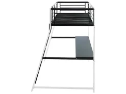 Hoogslaper Malicia - Bed 90 X 190 Cm - Ingebouwd Bureau - Zwart En Wit