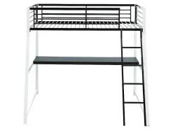 Hoogslaper Malicia - Bed 90 X 190 Cm - Ingebouwd Bureau - Zwart En Wit