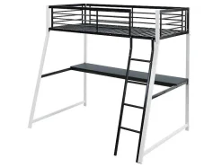 Hoogslaper Malicia - Bed 90 X 190 Cm - Ingebouwd Bureau - Zwart En Wit