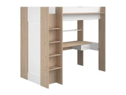 Hoogslaper Met Bureau En Kast - 90 X 200 Cm - Wit En Naturel - Auckland