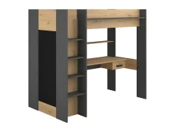 Hoogslaper Met Bureau En Kast - 90X200Cm - Naturel En Antraciet - Auckland