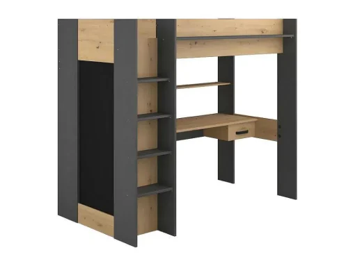 Hoogslaper Met Bureau En Kast - 90X200Cm - Naturel En Antraciet - Auckland