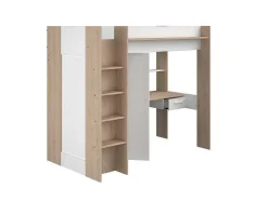 Hoogslaper Met Bureau En Kast - 90 X 200 Cm - Wit En Naturel - Auckland