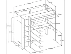 Hoogslaper Met Bureau En Kast - 90X200Cm - Naturel En Antraciet - Auckland