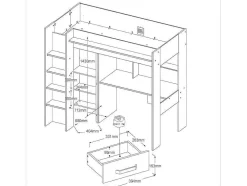 Hoogslaper Met Bureau En Kast - 90X200Cm - Naturel En Antraciet + Matras - Auckland