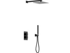 Inbouw Douche Met Thermostatische Mengkraan En Vaste Wandhouder - Mat Zwart - Terek