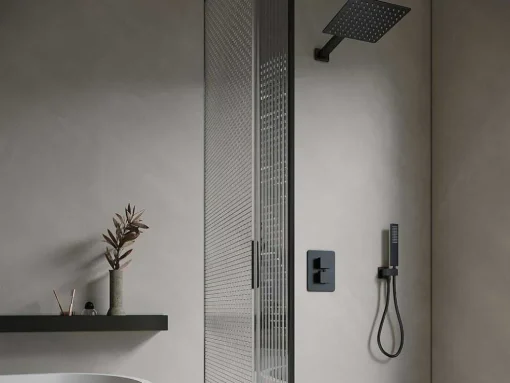 Inbouw Douche Met Thermostatische Mengkraan En Vaste Wandhouder - Mat Zwart - Terek