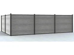 Ingraafbare Omheining H156 Cm - Set 6 Composietplaten + 2 Lichtgrijze Palen - Enola
