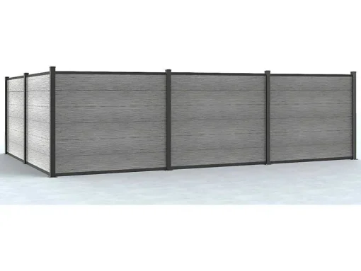 Ingraafbare Omheining H156 Cm - Set 6 Composietplaten + 1 Lichtgrijze Paal - Enola