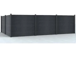 Ingraafbare Omheining H156 Cm - Set 6 Composietplaten + 2 Antracietkleurige Palen - Enola