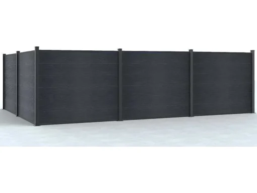 Ingraafbare Omheining H156 Cm - Set 6 Composietplaten + 2 Antracietkleurige Palen - Enola