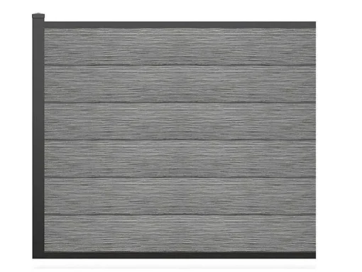 Ingraafbare Omheining H156 Cm - Set 6 Composietplaten + 1 Lichtgrijze Paal - Enola