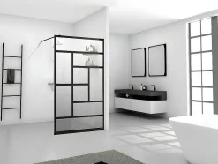 Inloopdouchewand Industriele Stijl Sefana - 140X200 Cm - Zwart