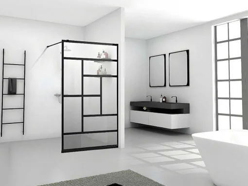 Inloopdouchewand Industriele Stijl Sefana - 140X200 Cm - Zwart
