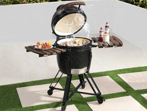 Kamado-Houtskoolbarbecue Van Keramiek En Bamboe 45 X 63 X 105 Cm - Izaki