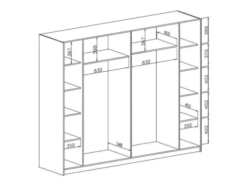 Kast Met 2 Schuifdeuren - Met Spiegel - L244 Cm - Zwart - Nimela
