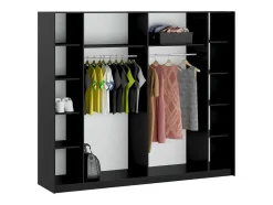 Kast Met 2 Schuifdeuren - Met Spiegel - L244 Cm - Zwart - Nimela