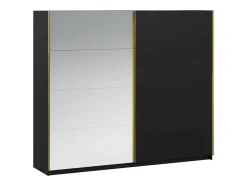 Kast Met 2 Schuifdeuren - Met Spiegel - L244 Cm - Zwart - Nimela