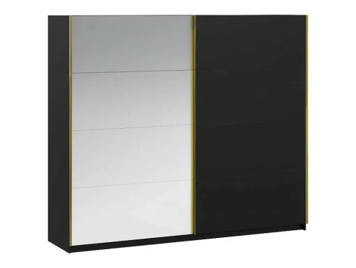 Kast Met 2 Schuifdeuren - Met Spiegel - L244 Cm - Zwart - Nimela