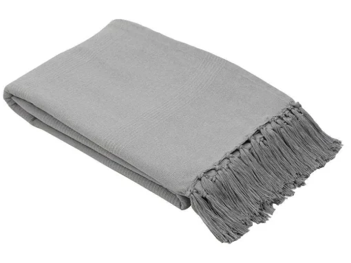 Katoenen Sprei Met Franjes - 230 X 250 Cm - Grijs - Segna