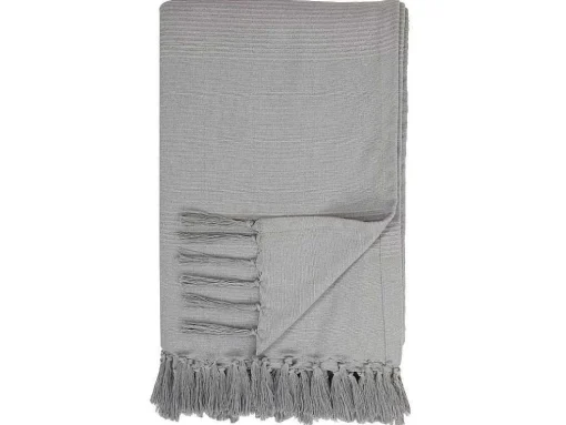 Katoenen Sprei Met Franjes - 230 X 250 Cm - Grijs - Segna