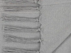 Katoenen Sprei Met Franjes - 230 X 250 Cm - Grijs - Segna
