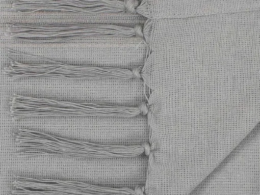 Katoenen Sprei Met Franjes - 230 X 250 Cm - Grijs - Segna