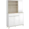 Keukenbuffet Wajdi - 4 Deuren, 1 Lade En 3 Nissen - Wit En Eiken