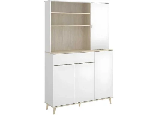 Keukenbuffet Wajdi - 4 Deuren, 1 Lade En 3 Nissen - Wit En Eiken